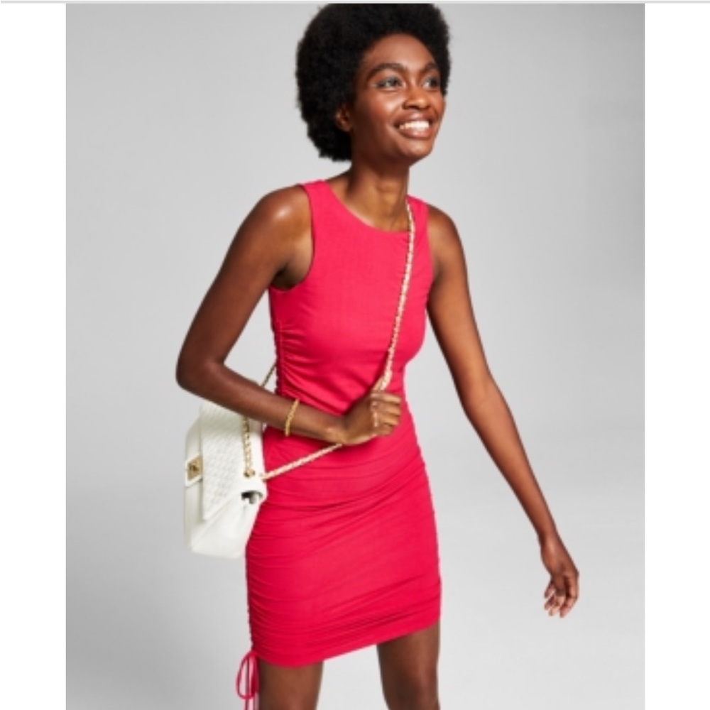 And Now This Women's Ribbed Side-Ruched Dress
